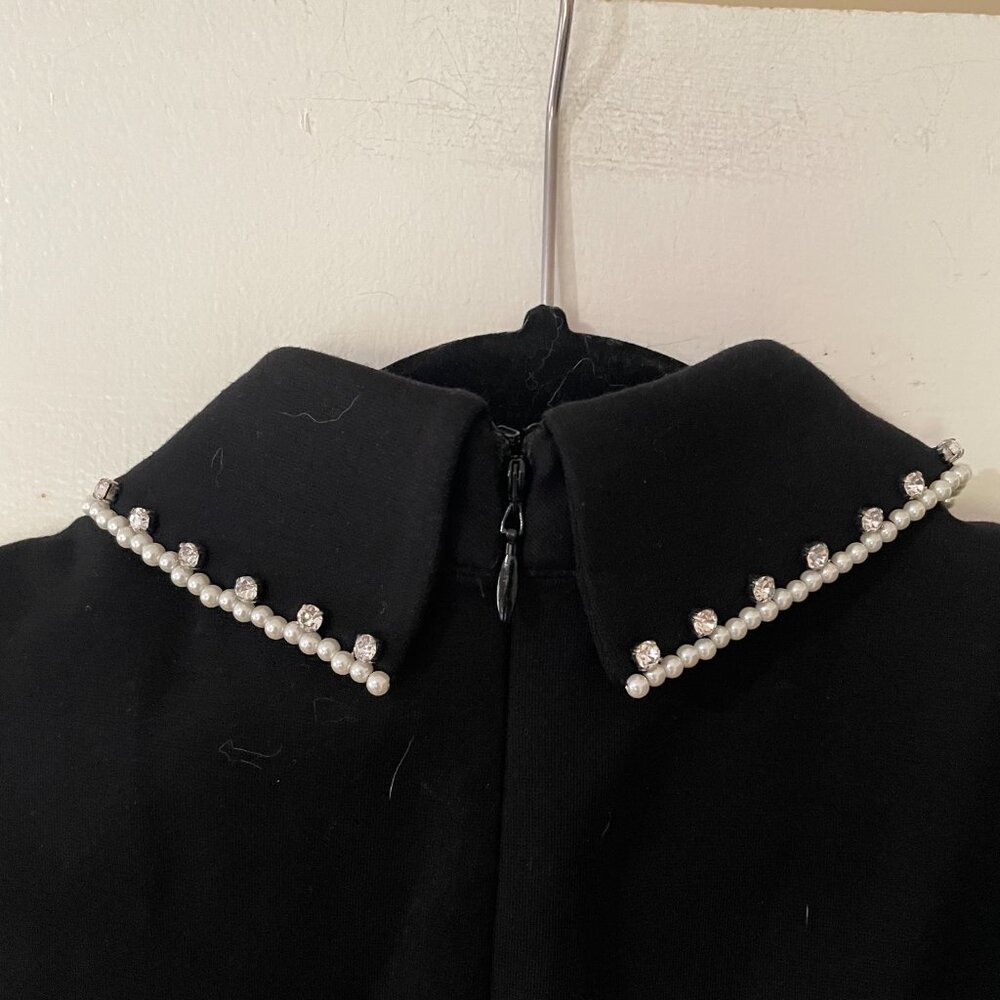 Kate Spade Black Pearl Rhinestone Embellished Collar Fit Flare Dress XS NJMU8188 - Picture 4 of 14